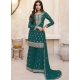 Teal Designer Wedding Wear Real Georgette Palazzo Suit