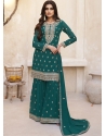 Teal Designer Wedding Wear Real Georgette Palazzo Suit