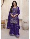 Violet Designer Wedding Wear Real Georgette Palazzo Suit