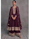 Deep Wine Designer Wedding Wear Pure Viscous Palazzo Suit