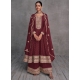 Maroon Designer Wedding Wear Pure Viscous Palazzo Suit