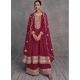 Rose Red Designer Wedding Wear Pure Viscous Palazzo Suit