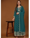 Teal Designer Wedding Wear Faux Georgette Anarkali Suit