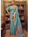 Turquoise Traditional Designer Wedding Wear Sari