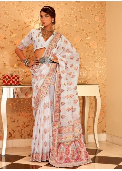 White Traditional Designer Wedding Wear Sari
