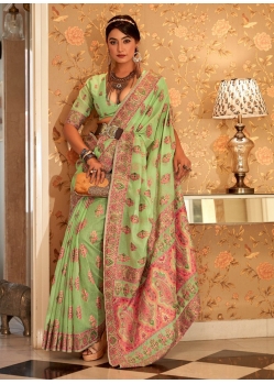 Green Traditional Designer Wedding Wear Sari