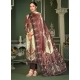 Coffee Designer Wedding Wear Pure Viscous Dyed Pashmina Palazzo Suit