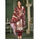 Maroon Designer Wedding Wear Pure Viscous Dyed Pashmina Palazzo Suit
