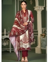 Maroon Designer Wedding Wear Pure Viscous Dyed Pashmina Palazzo Suit