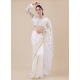 Off White Stylish Designer Wedding Wear Sari