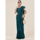 Teal Blue Stylish Designer Wedding Wear Sari