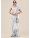 White Stylish Designer Wedding Wear Sari