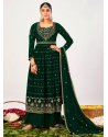 Dark Green Designer Wedding Wear Blooming Georgette Palazzo Suit