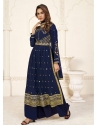 Navy Blue Designer Wedding Wear Georgette Palazzo Suit