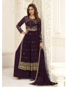 Purple Designer Wedding Wear Georgette Palazzo Suit