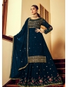 Teal Blue Designer Wedding Wear Nazneen Palazzo Suit