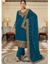 Teal Blue Designer Wedding Wear Pure Vichithra Palazzo Suit