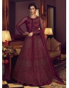 Wine Scintillating Designer Wedding Wear Anarkali Suit
