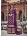 Purple Scintillating Designer Wedding Wear Palazzo Suit