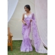 Lavender Stylish Designer Organza Party Wear Sari
