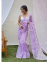 Lavender Stylish Designer Organza Party Wear Sari