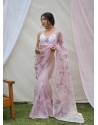 Dusty Pink Stylish Designer Organza Party Wear Sari