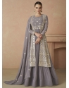 Grey Designer Party Wear Real Georgette Anarkali Suit