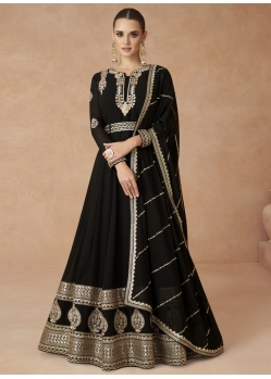 Black Designer Party Wear Real Georgette Anarkali Suit