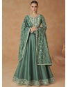 Teal Designer Party Wear Premium Silk Anarkali Suit