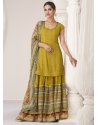 Marigold Scintillating Designer Wedding Wear Palazzo Suit