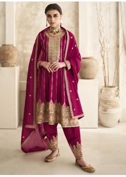 Rose Red Scintillating Designer Wedding Wear Palazzo Suit