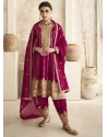 Rose Red Scintillating Designer Wedding Wear Palazzo Suit