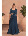 Teal Blue Party Wear Silk Georgette With Net Saree