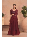 Classy Maroon Silk Georgette With Net Party Wear Saree