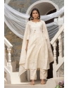 Cream Traditional Function Wear Readymade Cotton Cambric Suit