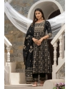 Black Traditional Function Wear Readymade Cotton Cambric Suit