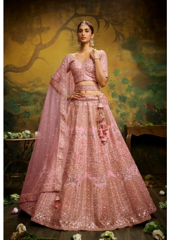 Beautiful Pink Heavy Designer Party Wear Lehenga Choli