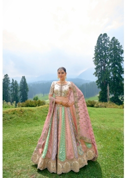 Multi Colour Designer Bridal Silk Heavy Lehenga Choli