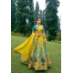Teal And Yellow Designer Bridal Silk Heavy Lehenga Choli