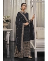 Black Traditional Wear Heavy Fox Georgette Palazzo Suit