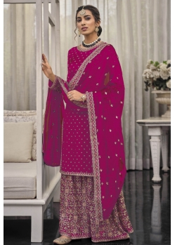 Rani Pink Traditional Wear Heavy Fox Georgette Palazzo Suit