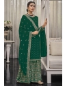 Dark Green Traditional Wear Heavy Fox Georgette Palazzo Suit