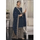 Navy Blue Traditional Wear Heavy Fox Georgette Palazzo Suit