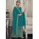 Teal Traditional Wear Heavy Fox Georgette Palazzo Suit