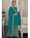 Teal Traditional Wear Heavy Fox Georgette Palazzo Suit