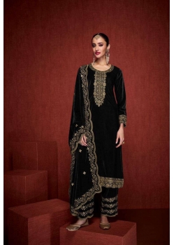 Black Designer Velvet Party Wear Salwar Suit