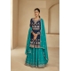 Navy And Sky Blooming Georgette Designer Party Wear Suit