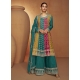 Teal Green Real Chinnon Designer Palazzo Suit