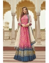 Pink Party Wear Heavy Readymade Gown With Off White Dupatta