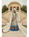 Grey Party Wear Heavy Readymade Gown With Off White Dupatta